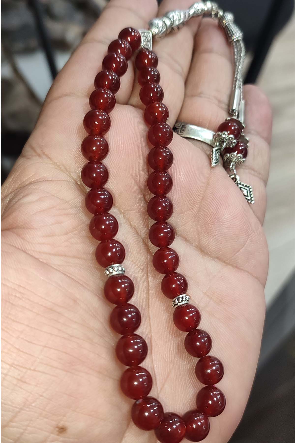 Kahve Akik Taşı 8 mm Natural Doğaltaş Tesbih - Görsel 2
