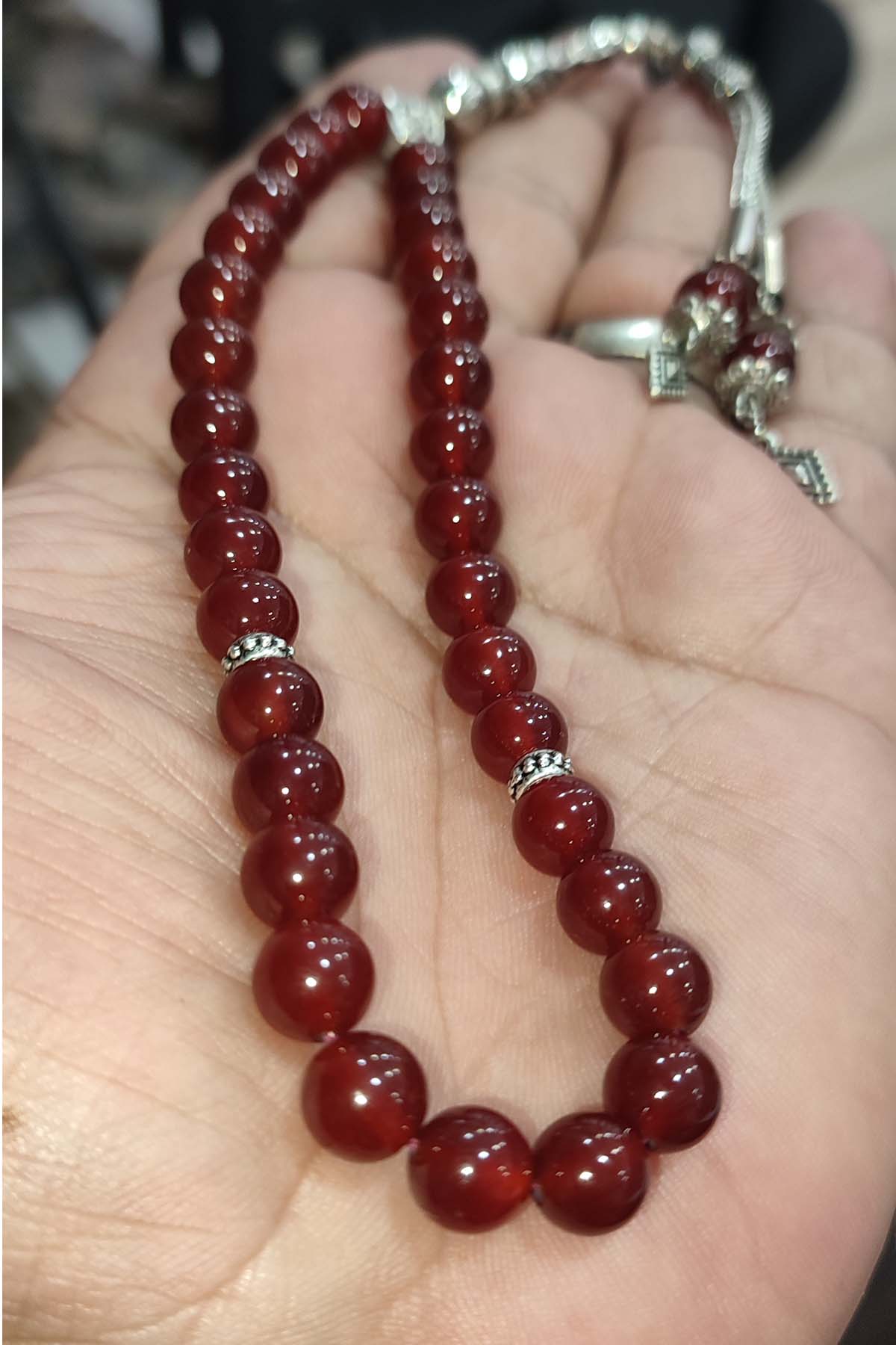 Kahve Akik Taşı 8 mm Natural Doğaltaş Tesbih - Görsel 3