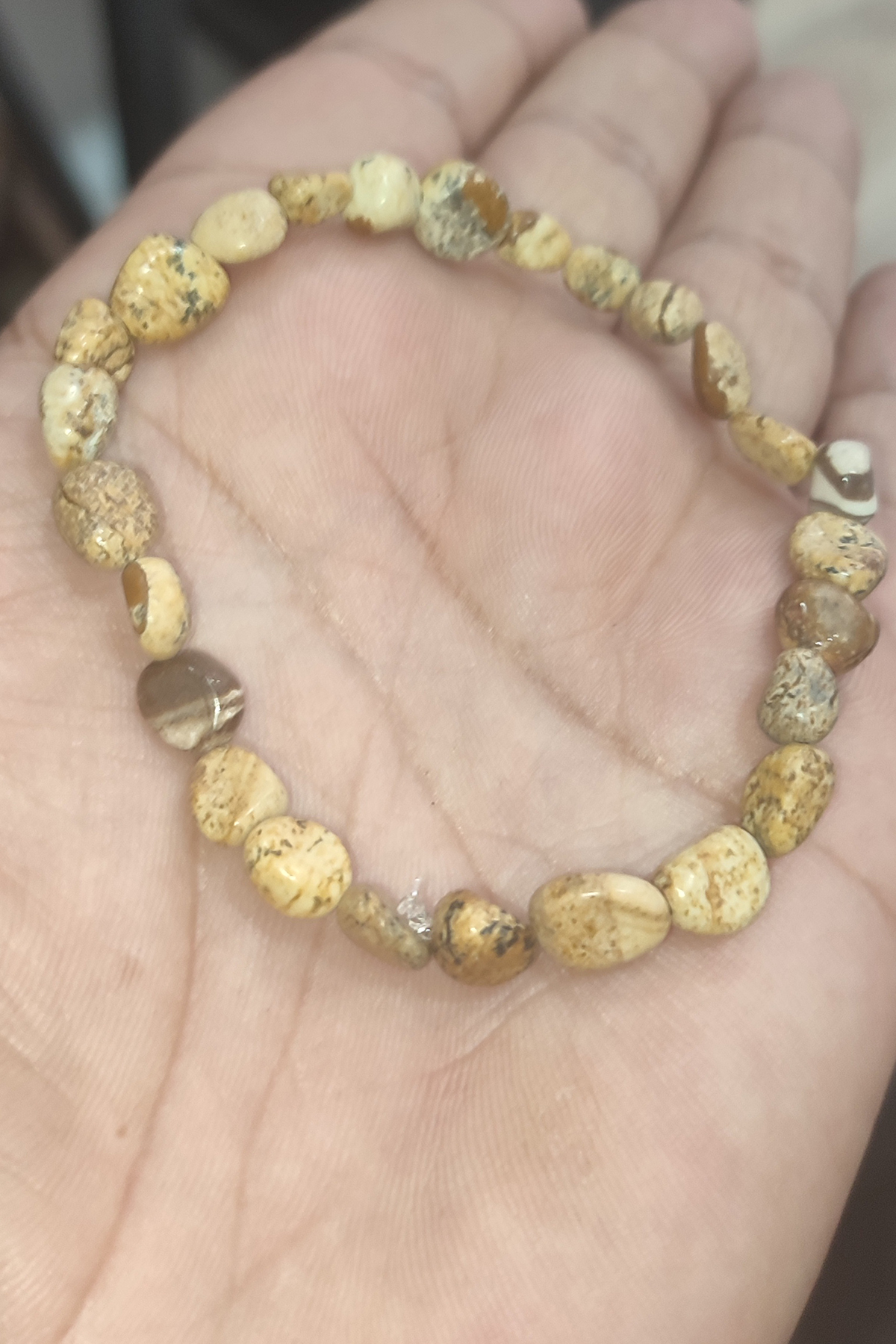Odun Jasper Taşı Tımbıl Kesim Natural Doğaltaş Bileklik - Görsel 3