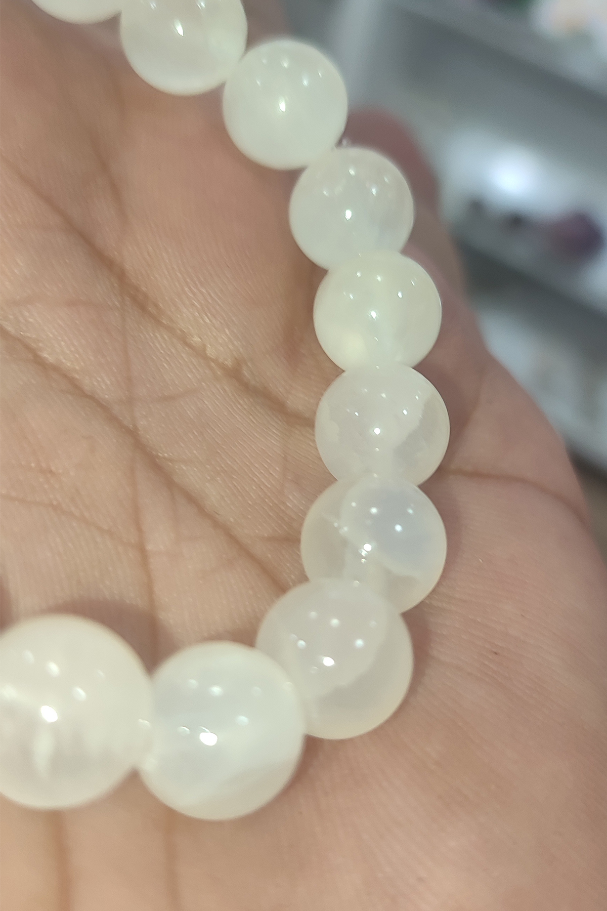 Selenit Taşı 10 mm Natural Doğaltaş Bileklik - Görsel 2