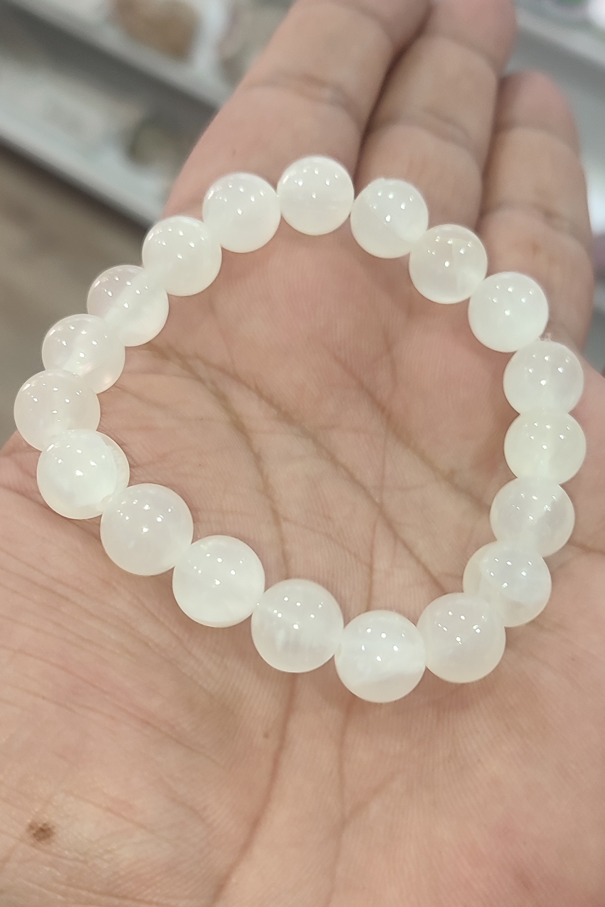 Selenit Taşı 10 mm Natural Doğaltaş Bileklik - Görsel 3