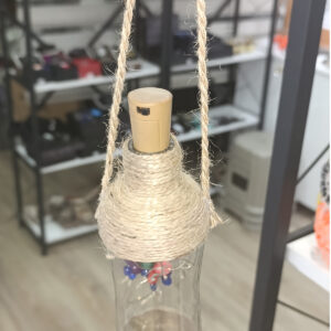 Cam Şise Üzerine Hasır Kaplı Led Lamba