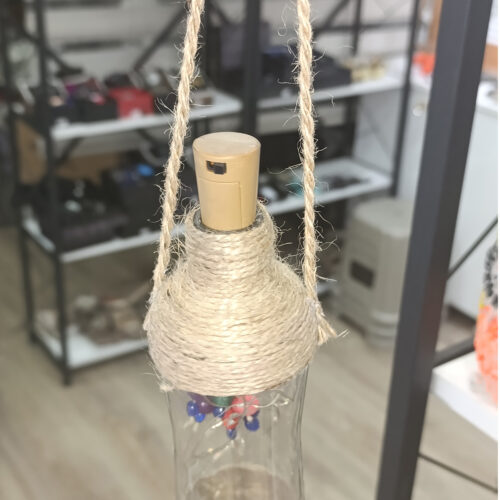 Cam Şise Üzerine Hasır Kaplı Led Lamba