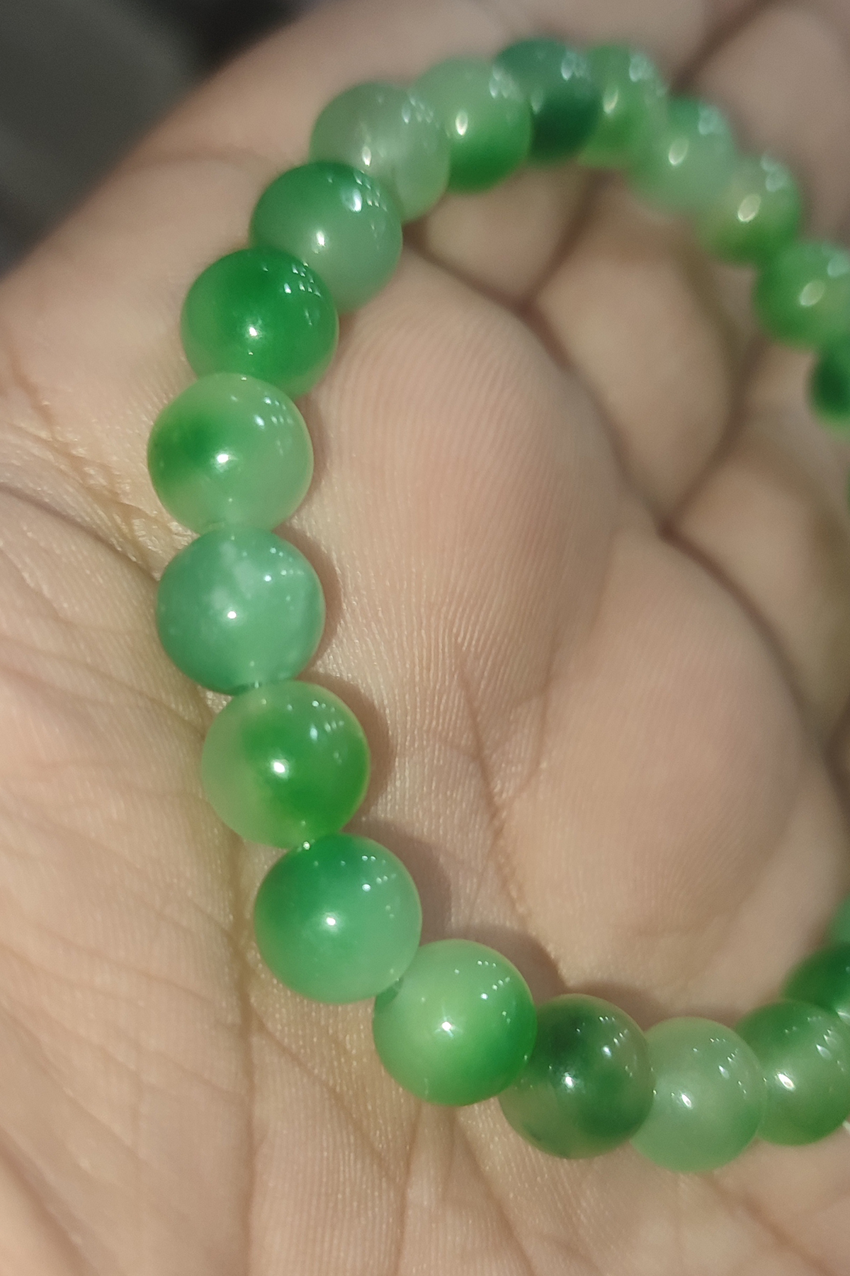 Yeşil Alacalı Akik Taşı 8 mm Natural Doğaltaş Bileklik - Görsel 2