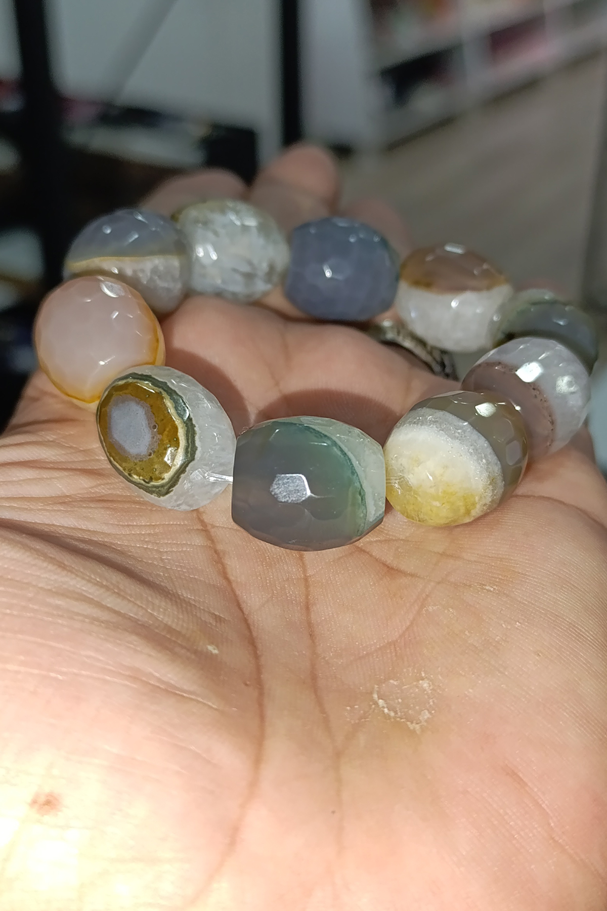Akik Taşı 19 x 18 mm Faset Kesim Natural Doğaltaş Bileklik - Görsel 2