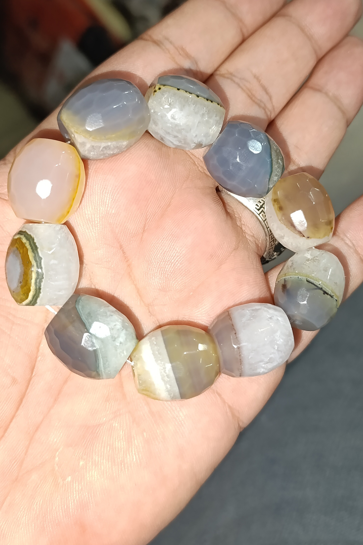 Akik Taşı 19 x 18 mm Faset Kesim Natural Doğaltaş Bileklik - Görsel 3