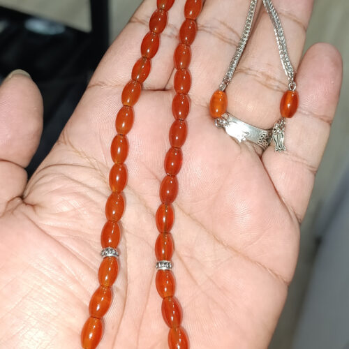 Akik Taşı Kahve Arpa Kesim 6x 9 mm Natural Doğaltaş Tesbih