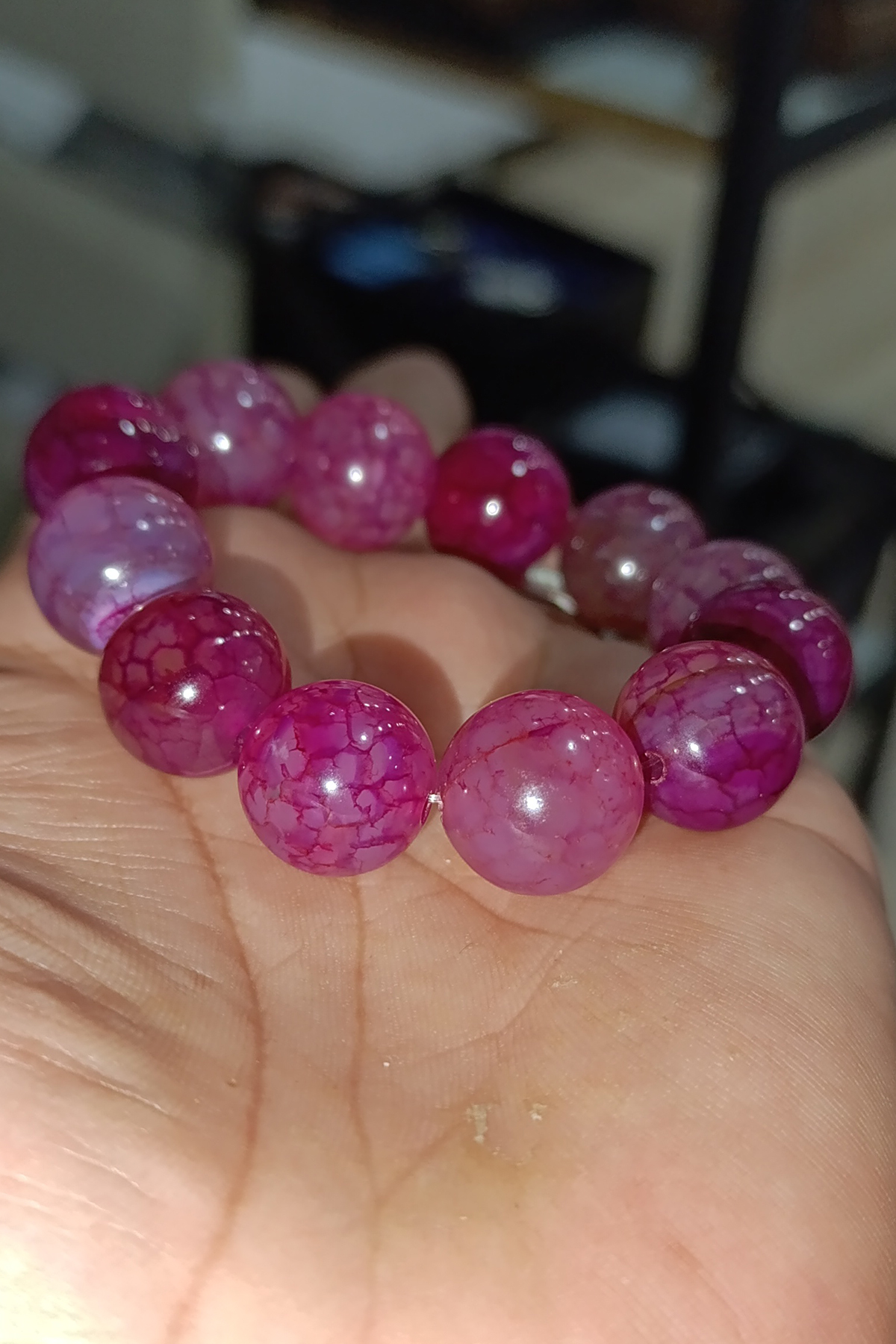 Pembe Akik 16 mm Natural Doğaltaş Bileklik - Görsel 2