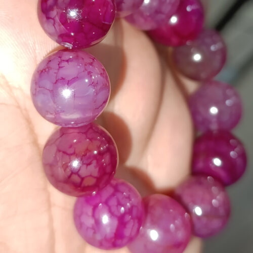 Pembe Akik 16 mm Natural Doğaltaş Bileklik