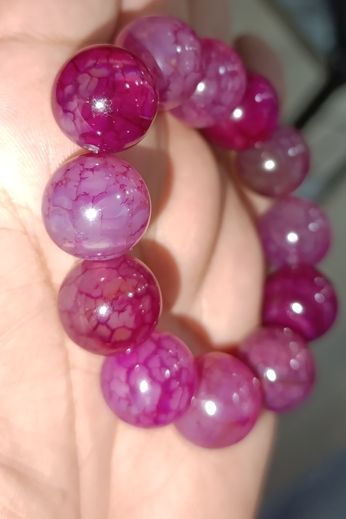 Pembe Akik 16 mm Natural Doğaltaş Bileklik