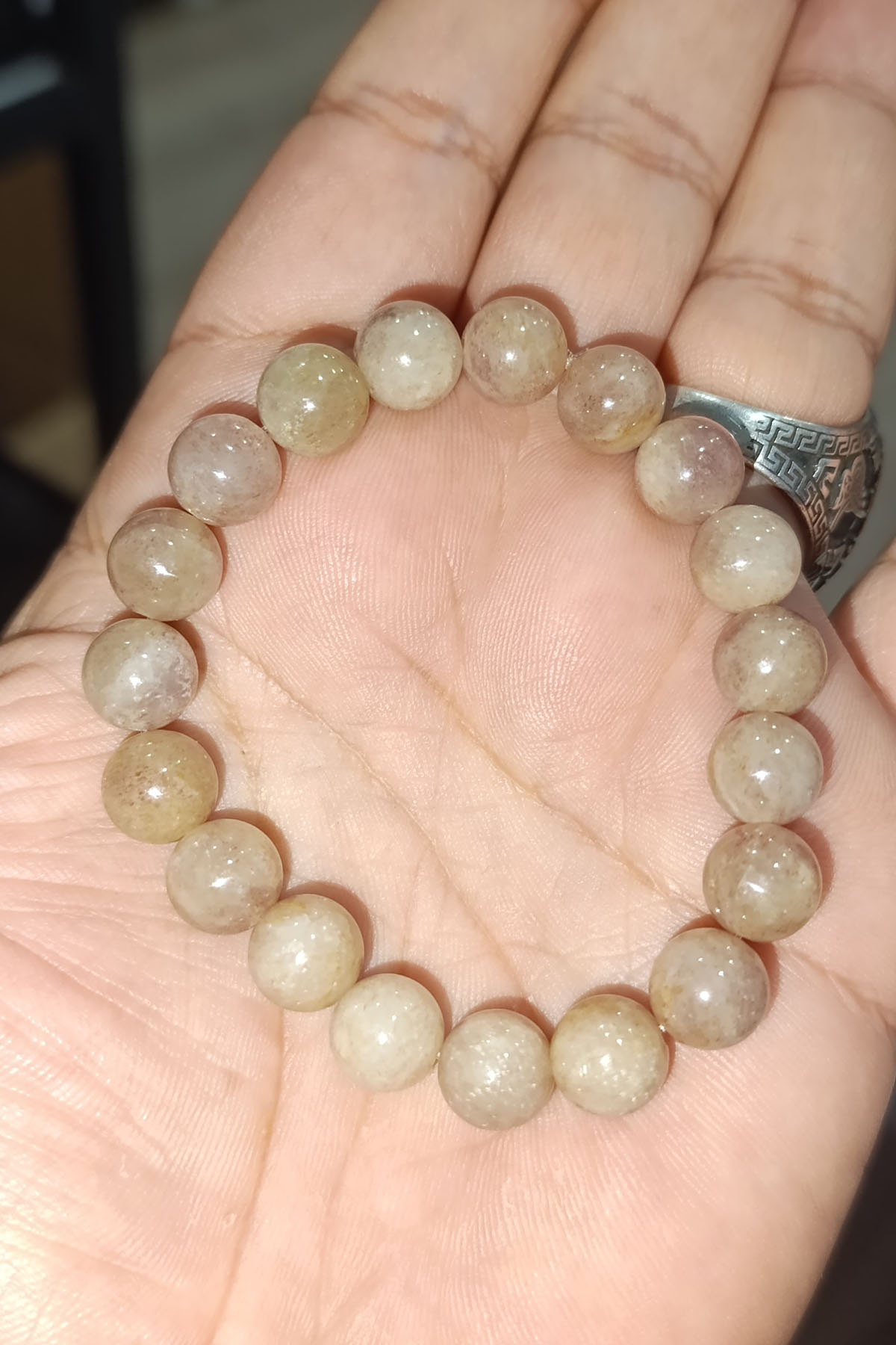 Güneş Taşı 10 mm Natural Doğaltaş Bileklik - Görsel 2