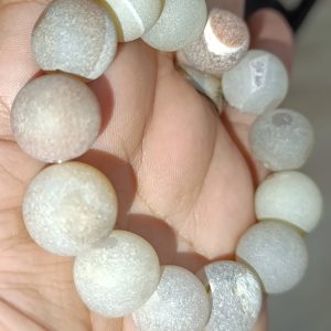 Mat Akik Taşı Krem 16 mm Natural Doğaltaş Bileklik