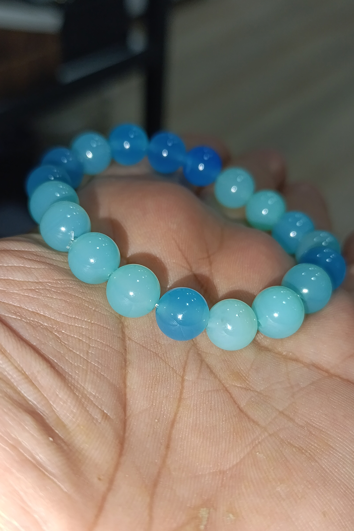 Mavi Kalsedon Taşı 10 mm Natural Doğaltaş Bileklik - Görsel 3