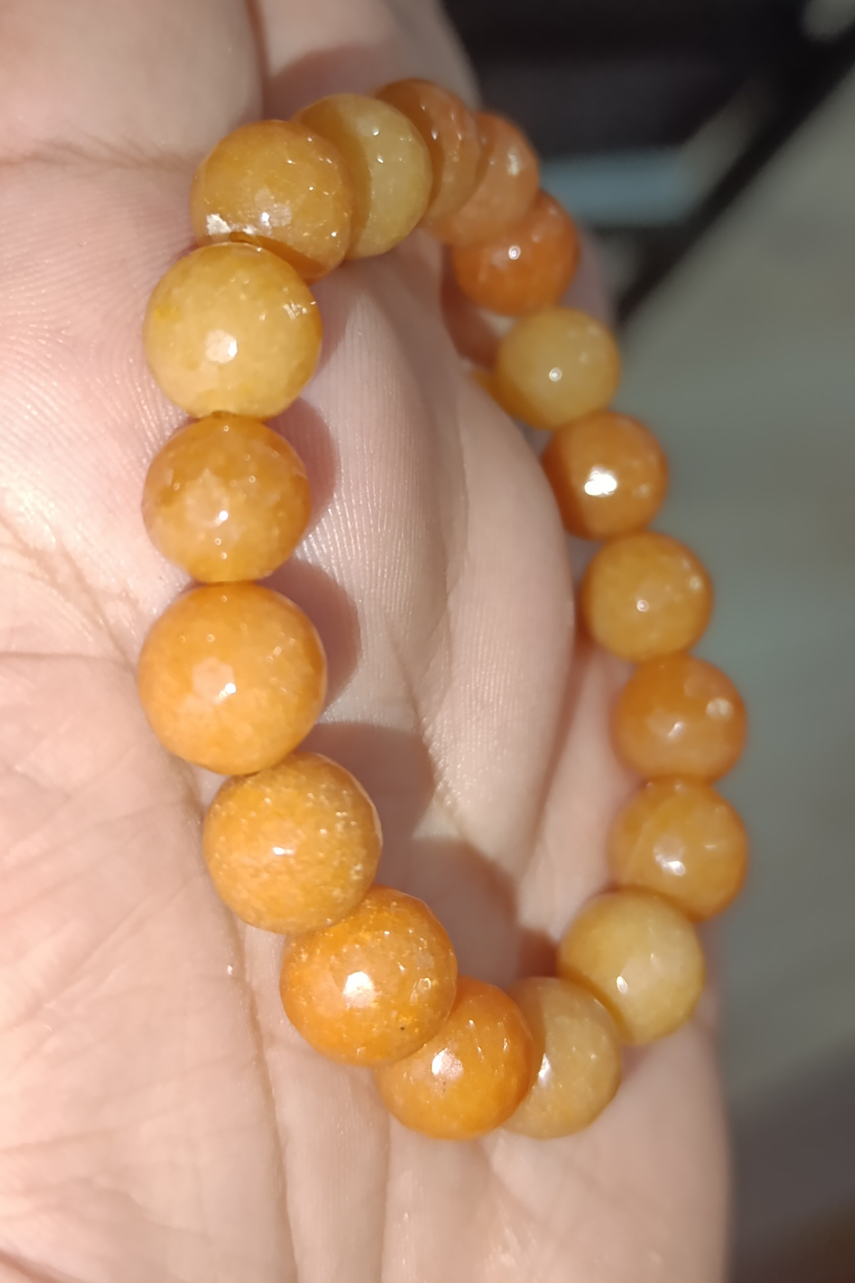 Turuncu Aventurin Taşı 10 mm Faset Kesim Doğaltaş Bileklik