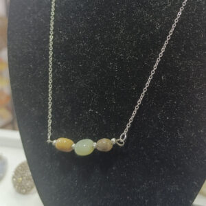 Amazonit Taşı 3 Taşlı Natural Doğaltaş Kolye