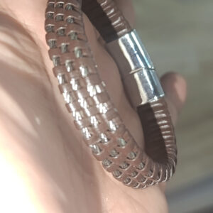 Orjinal Deri Örme Çelik  Kahve Bileklik