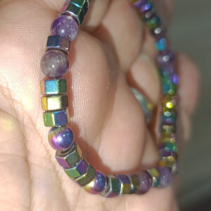 Hematit Taşı Ametist Taşı Ara Taşlı 6 mm Bileklik