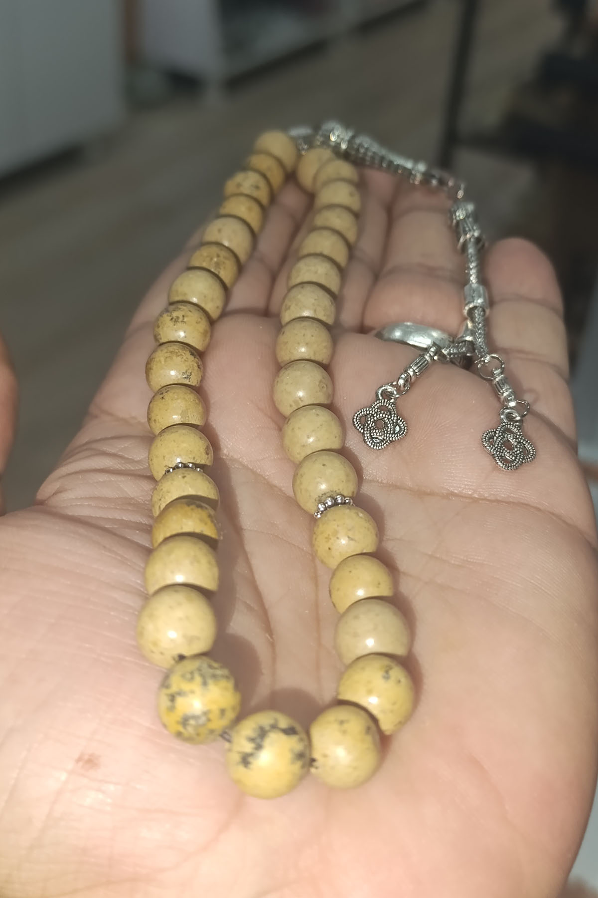Jasper Taşı Krem 10 mm Natural Doğaltaş Tesbih - Görsel 3