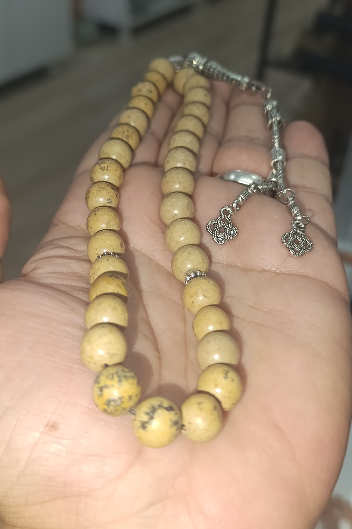 Jasper Taşı Krem 10 mm Natural Doğaltaş Tesbih
