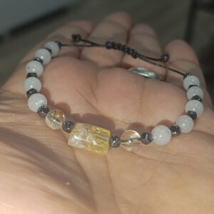 Kuvars 6 mm Sitrin Ara Taşlı Makrome Bileklik