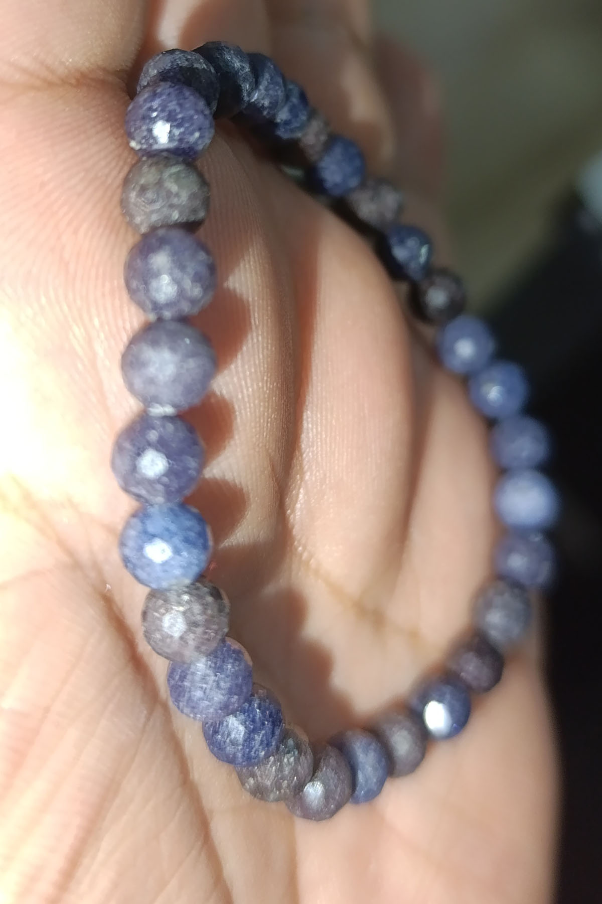 Safir Taşı 6 mm Faset Kesim Natural Doğaltaş Bileklik - Görsel 2