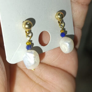 Sakız İncisi Lapis Lazuli Taşlı Doğaltaş Küpe