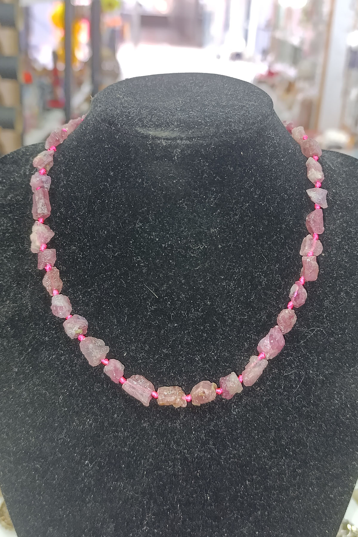 Pembe Turmalin Ham İşlenmemiş Natural Doğaltaş Kolye - Görsel 4