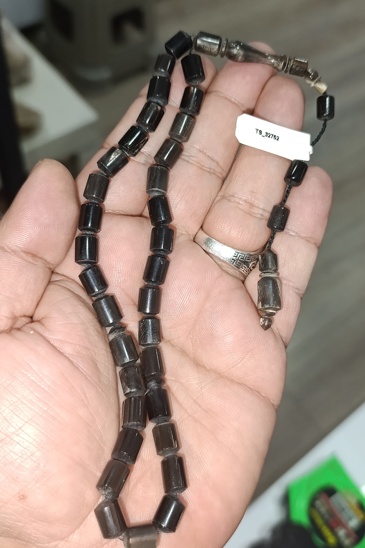 Bufalo Boynuzu 7,5 x 9,5 mm Kapsül Kesim Boynuz Tesbih - Görsel 3