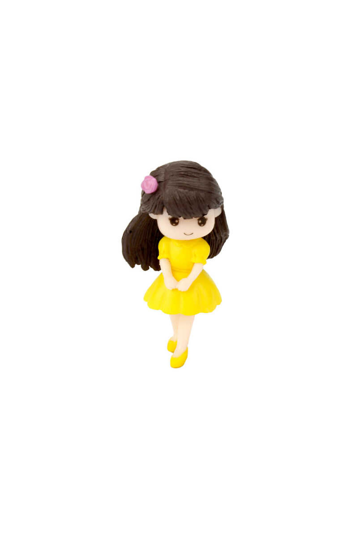 Sarı Elbiseli Kız Plastik Teraryum Dekoratif Biblo 5 cm - Görsel 2