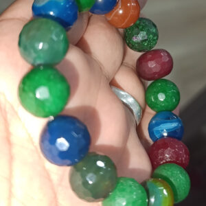 Karışık Taşlı 14 mm Faset Kesim Doğaltaş Bileklik