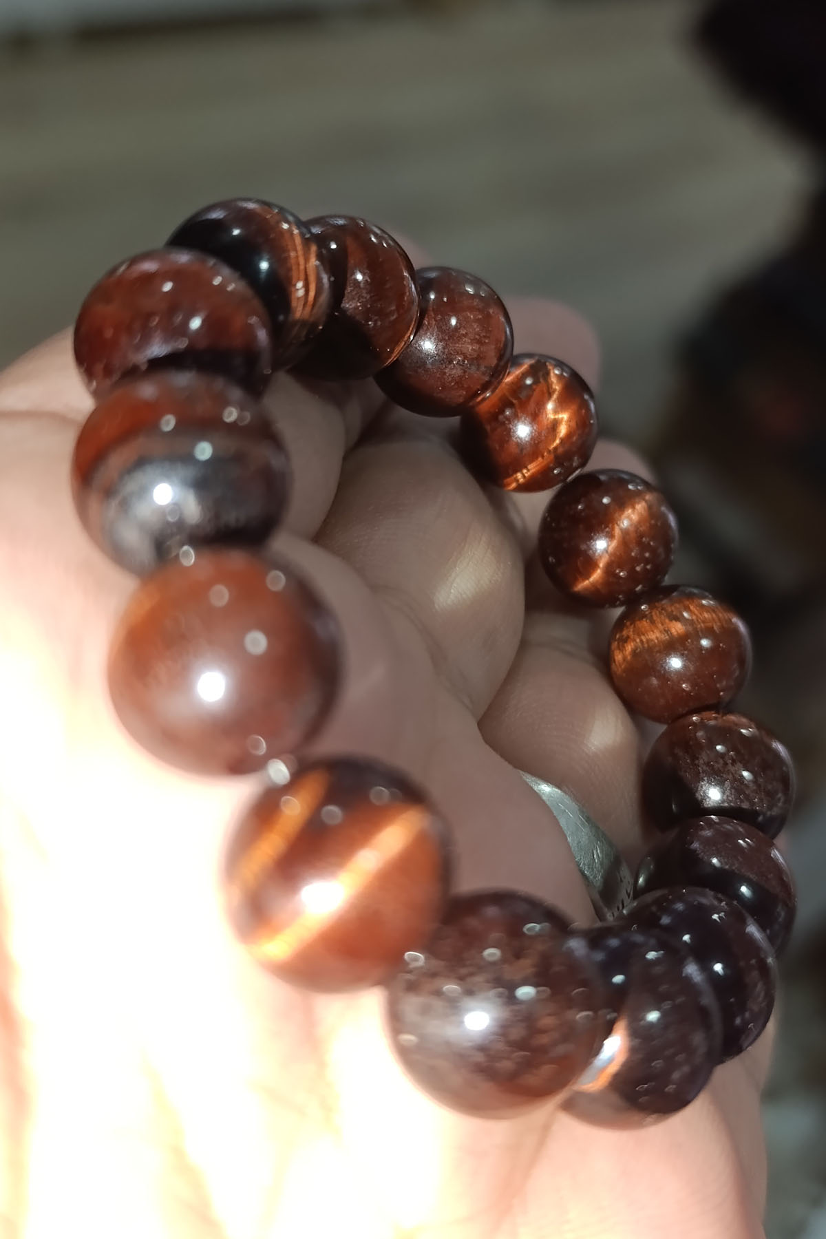 Kızıl Kaplangözü Taşı 12 mm Natural Doğaltaş Bileklik - Görsel 3
