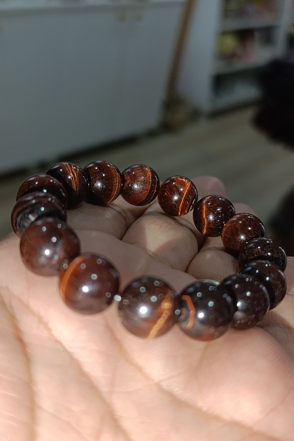 Kızıl Kaplangözü Taşı 12 mm Natural Doğaltaş Bileklik - Görsel 2