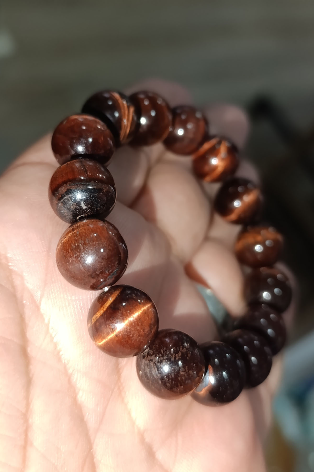 Kızıl Kaplangözü Taşı 12 mm Natural Doğaltaş Bileklik