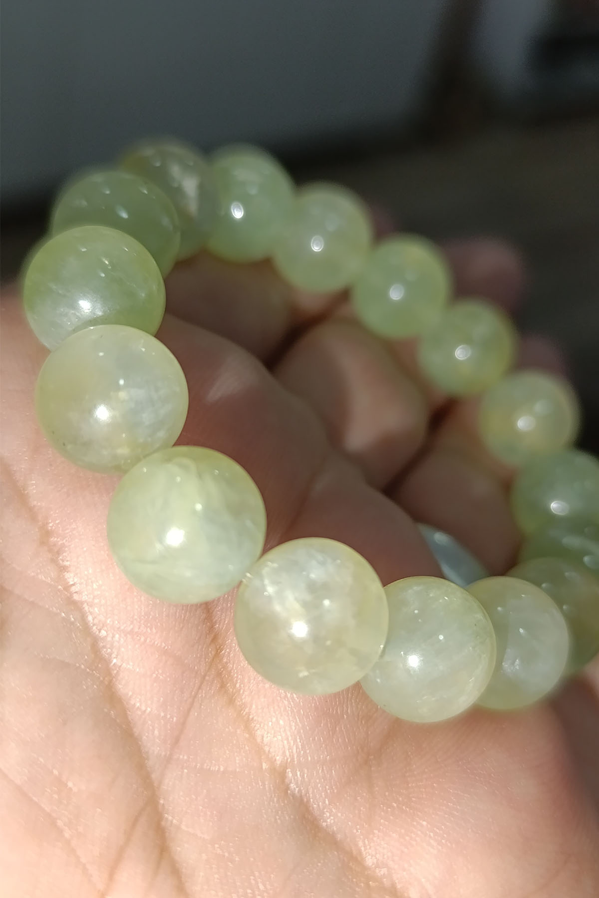Prehnite Taşı 12 mm Matural Doğaltaş Bileklik