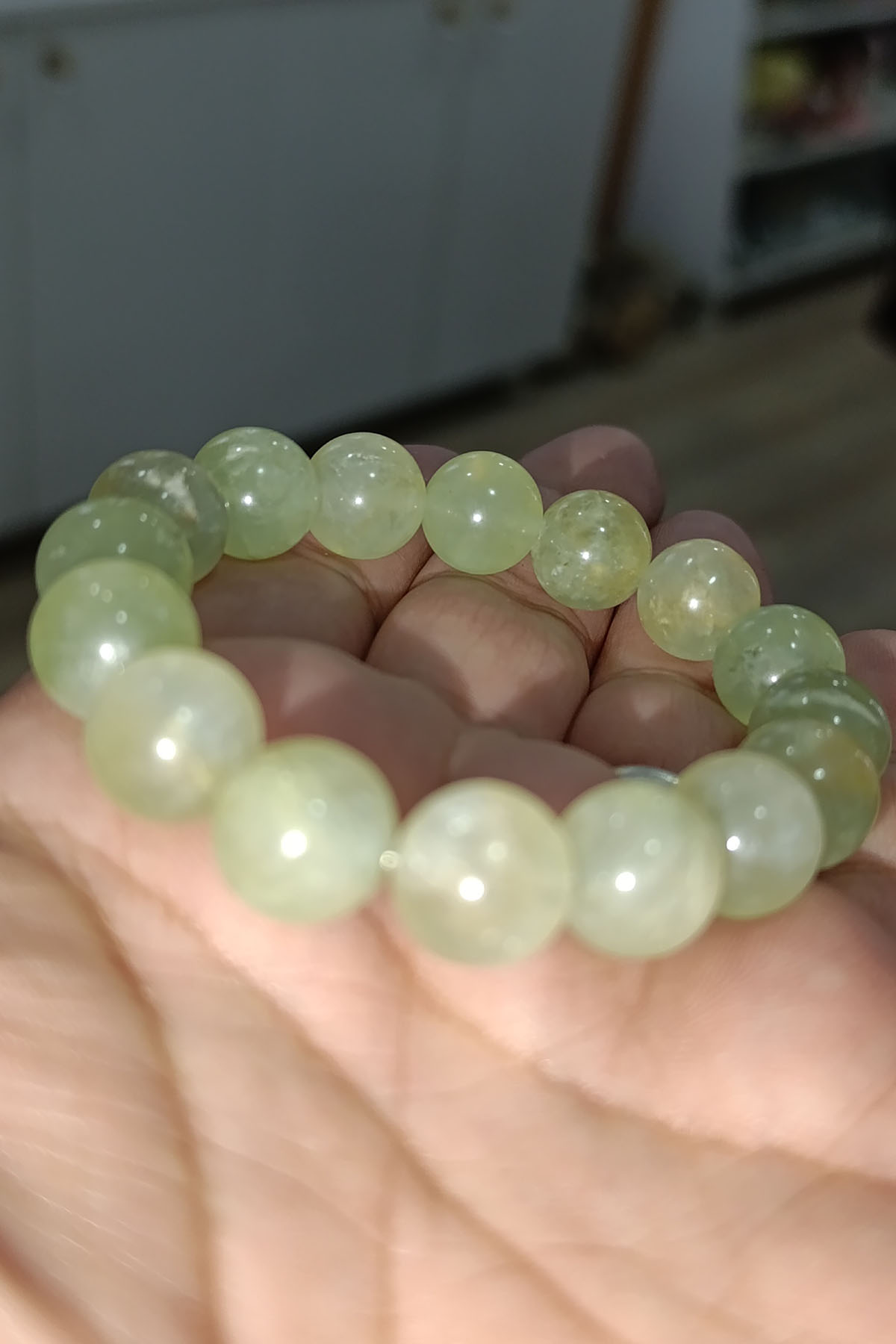 Prehnite Taşı 12 mm Matural Doğaltaş Bileklik - Görsel 2