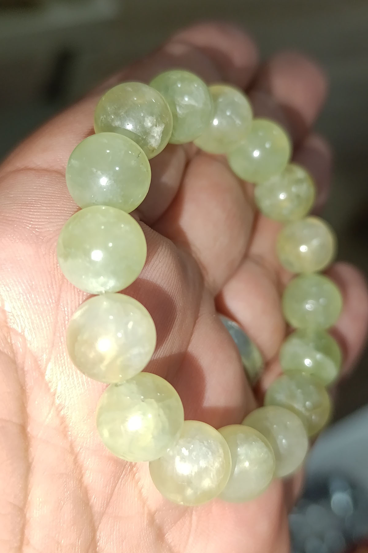 Prehnite Taşı 12 mm Matural Doğaltaş Bileklik - Görsel 3