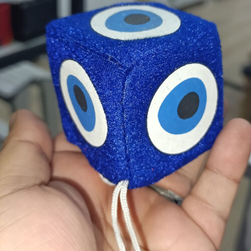 Nazar Boncuklu Zar Peluş Anahtarlık 5 x 5 cm