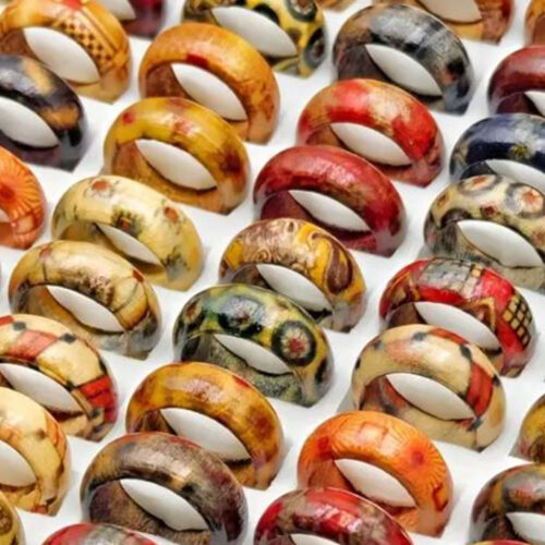 Afrika Totem Etnik tarzı Ahşap Yüzük