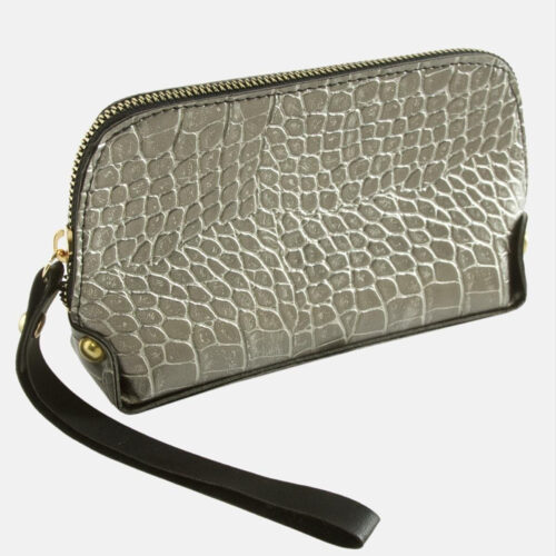 Dikdörtgen Suni Deri Gri Renk Cüzdan