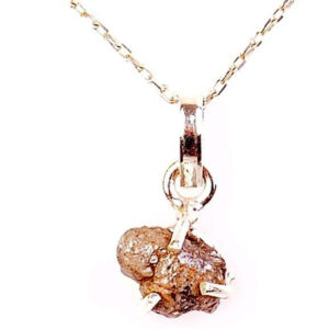 İşlenmemiş Ham Elmas Taşı Gümüş Çerçeveli Doğaltaş Kolye