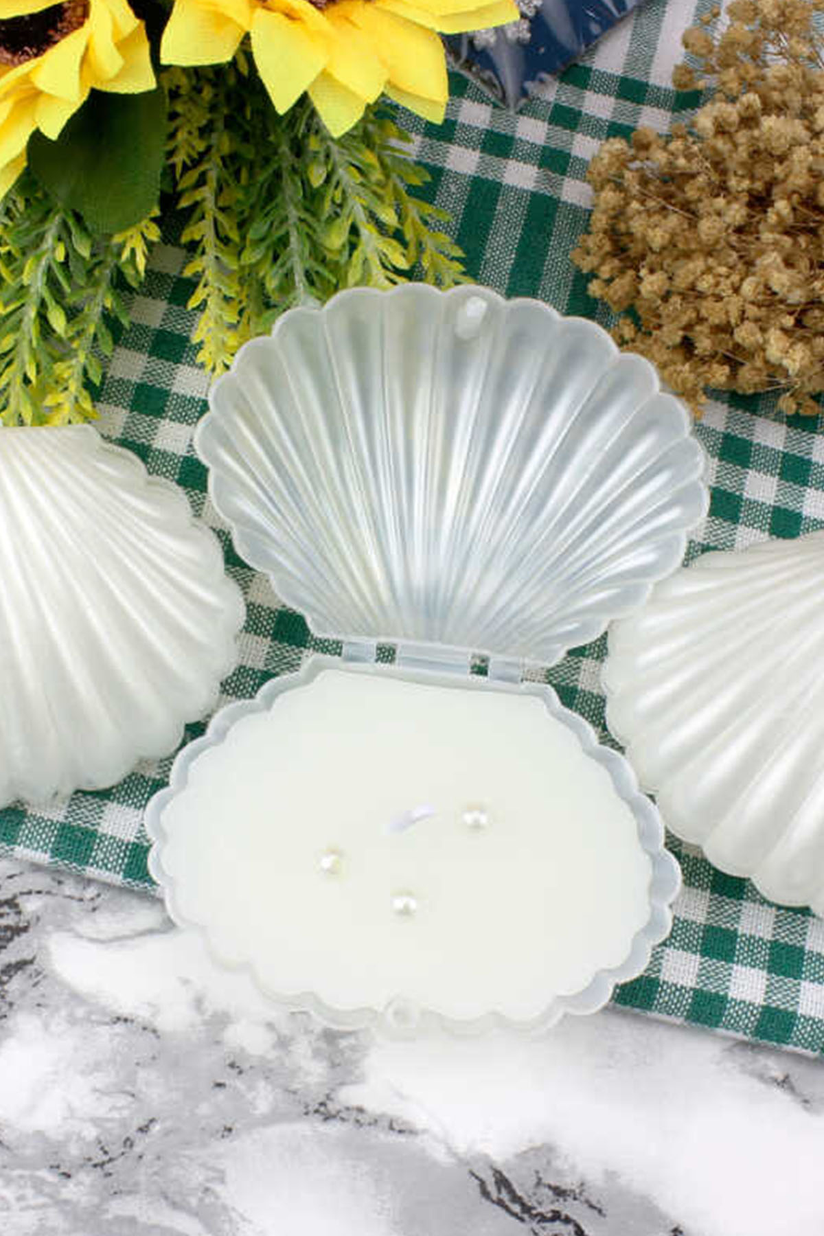 İstiridye Kabuk Şeklinde Mumluk 8 CM 1 Adet - Görsel 2