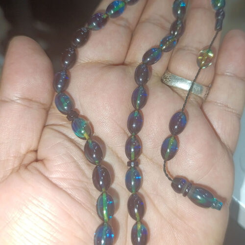 Sıkma Kehribar Ebruli Renk Tesbih 7*11 mm