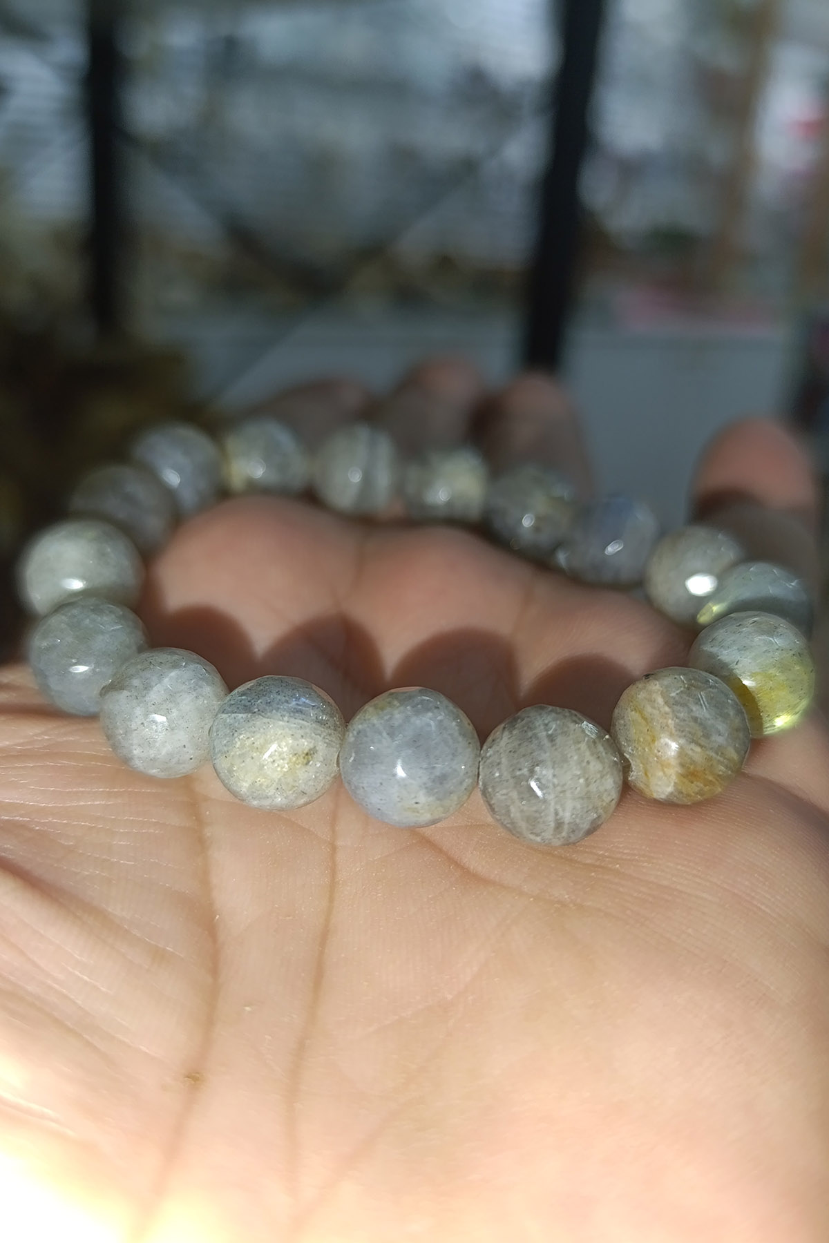 Labradorit Taşı 12 mm Faset Kesim Doğaltaş Bileklik