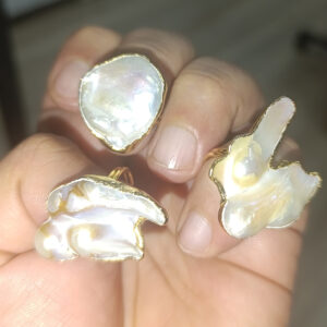 Barok Gerçek İnci İşlenmemiş Ayarlanabilir Yüzük