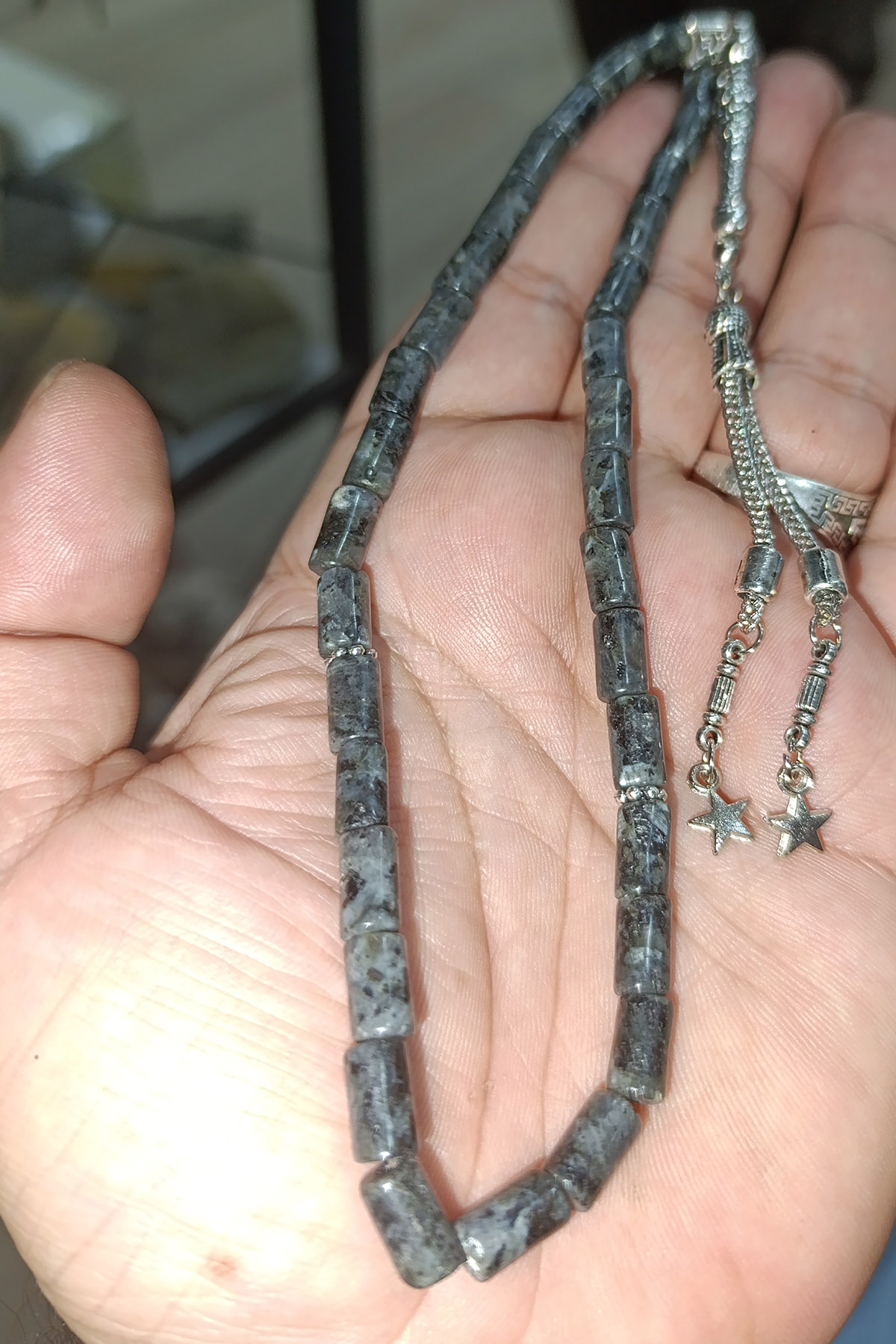 Labradorit Taşı 10 x 6 mm Silindir Kesim Doğaltaş Tesbih