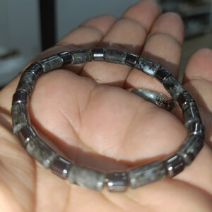 Labradorit  Taşı Hematit Ara Taşlı Silindir Kesim Doğaltaş Bileklik