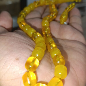 Sıkma Kehribar Sarı Renk Kapsül Kesim 10 x 7 mm Tesbih