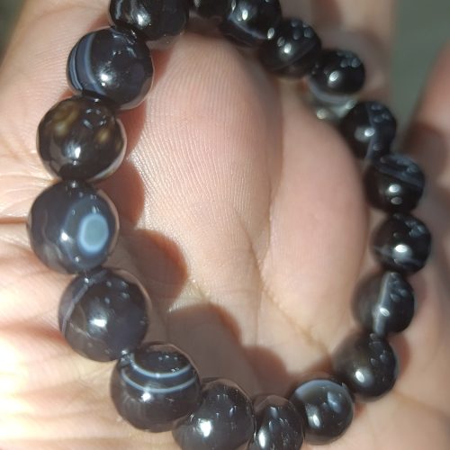 Siyah Akik Taşı 10 mm Faset Kesim Doğaltaş Bileklik