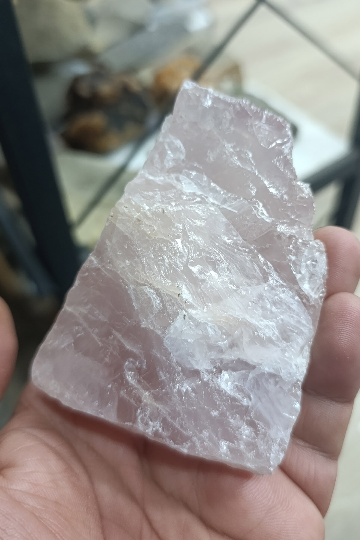 Pembe Kuvars Taşı Ham İşlenmemiş Dekoratif Kütle 440 Gr - Görsel 3